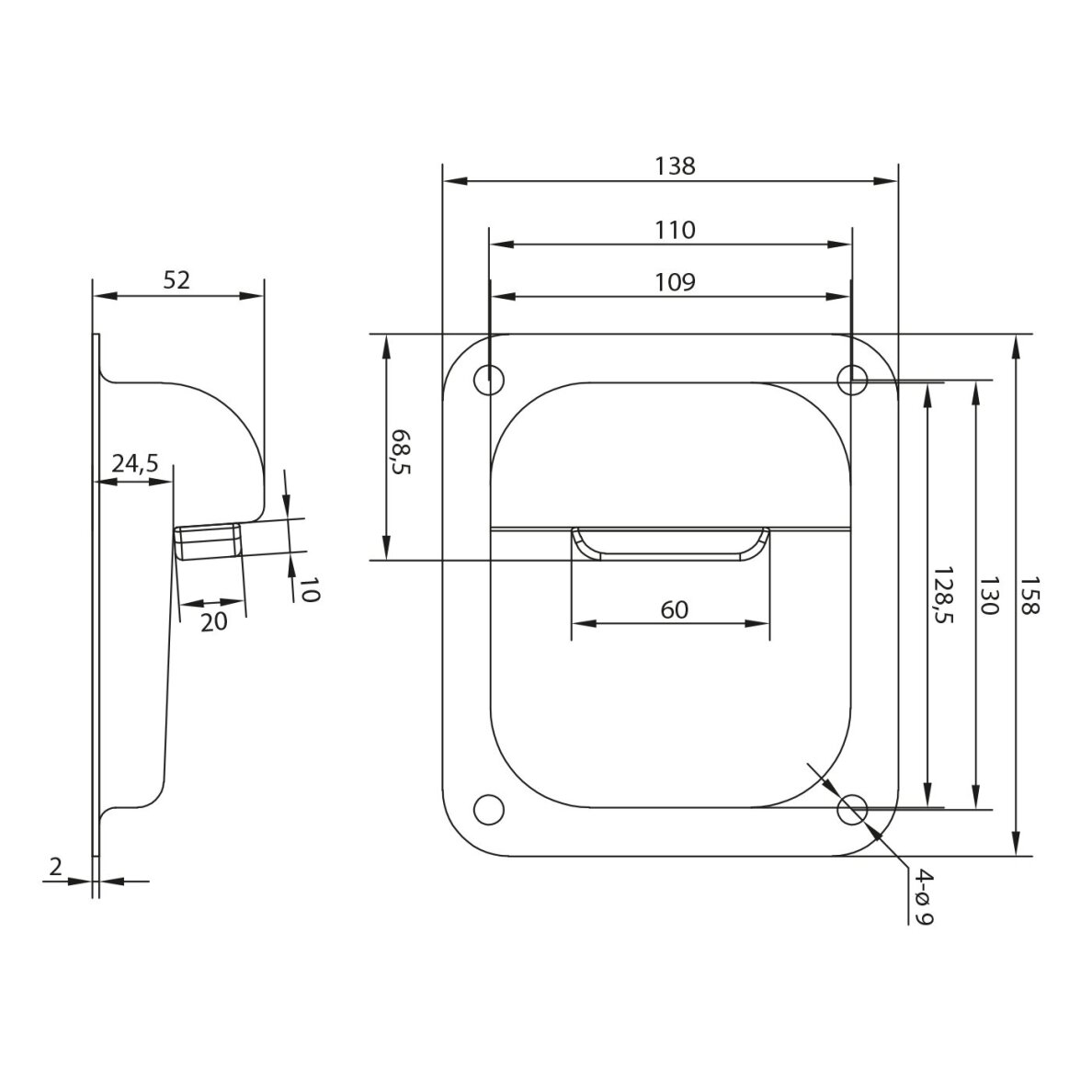 61.091.OG 158X138 mm H50 mm atrama su guminiu buferiu 1