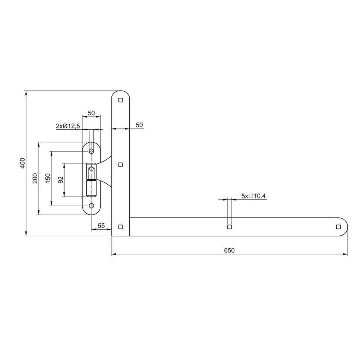 61.221.02 H400 L650 mm KOMPLEKTAS 1