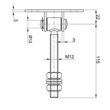 61.080 M12 L115 90X30X3 MM 1 61.080 M12 L115 90X30X3 MM 1
