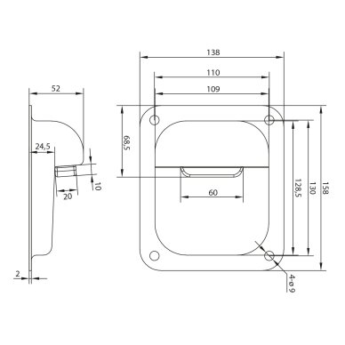 61.091.OG 158X138 mm H50 mm atrama su guminiu buferiu 1