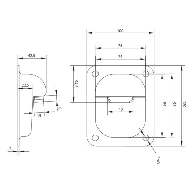 61.092.OG 120X100 mm H43 mm atrama su guminiu buferiu 1 61.092.OG 120X100 mm H43 mm atrama su guminiu buferiu 1