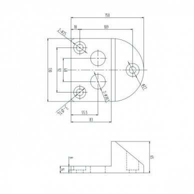 61.191 150x130 mm H65 mm vartų atrama su guminiu buferiu 2 61.191 150x130 mm H65 mm vartų atrama su guminiu buferiu 2