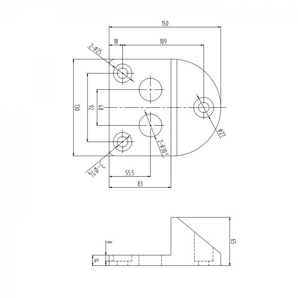 61.191 150x130 mm H65 mm vartų atrama su guminiu buferiu 2 61.191 150x130 mm H65 mm vartų atrama su guminiu buferiu 2