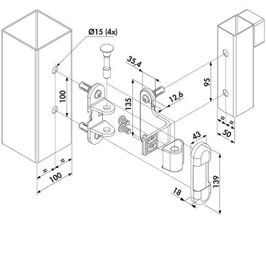 LO.3DM-VP100-P50-A2_2 Reguliuojami vartų vyriai 1 LO.3DM-VP100-P50-A2_2 Reguliuojami vartų vyriai 1