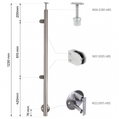 Statramstis N31.1910.4BS Ø42.4 X H1230 1 Statramstis N31.1910.4BS Ø42.4 X H1230 1