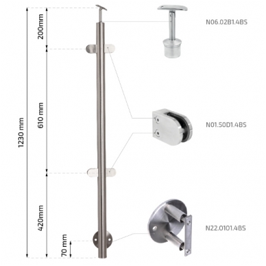 Statramstis N31.1915.4BS Ø42.4 X H1230 1 Statramstis N31.1915.4BS Ø42.4 X H1230 1