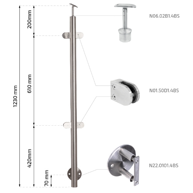 Statramstis N31.1915.4BS Ø42.4 X H1230 1 Statramstis N31.1915.4BS Ø42.4 X H1230 1